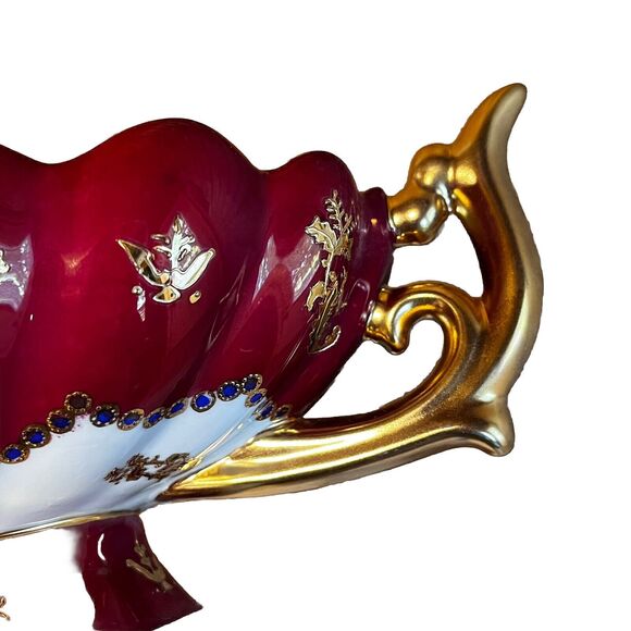 Vintage Sevres Style Porcelain Serving Bowl Hand Painted Scenes Gold Gilding Art - Picture 10 of 16